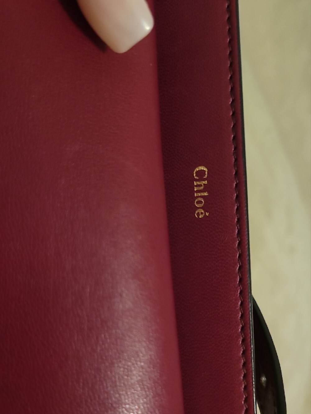 Chloé Georgia Saddle Bag In Burgundy - Picture 6 of 10